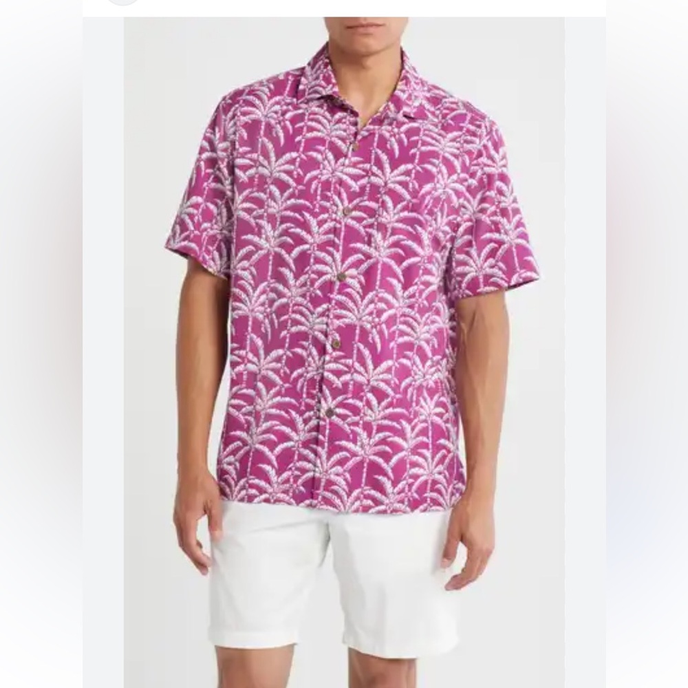 Tommy Bahama Palm party Island zone silk blend short sleeve camp shirt XXXL